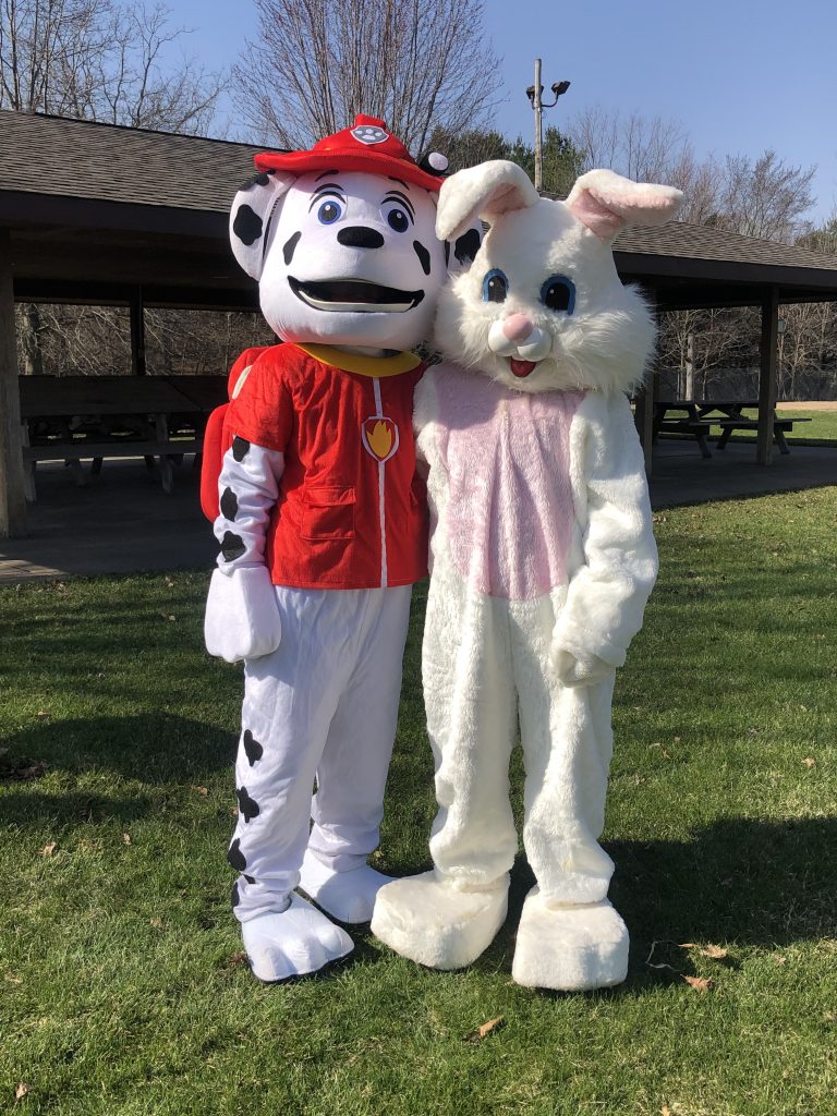 Easter Bunny and Marshall coming April 4th at Jamestown Park across from Goochs